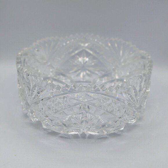 Cut and Pressed Glass Bohemian Lead Crystal Bowl Polish Irena 4 1/2" - Picture 1 of 4